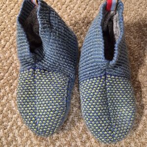 Blue and Yellow Knit Slippers
